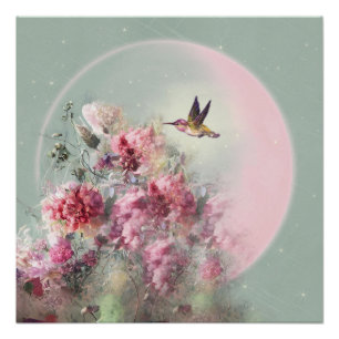 Moon And Flowers - Poster