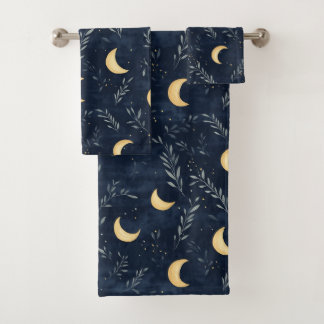 Moon and Foliage Bathroom Towel Set
