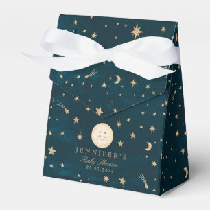 Moon and Gold Stars Moon Baby Shower Favor Box