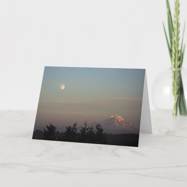 Moon and Mount Ranier at  Card (Front)