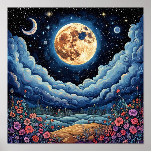 Moon and night sky poster (Front)