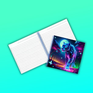 Moon and Panther Holographic Neon Colourful   Notebook