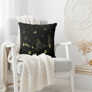 Moon and planets kids room throw pillow 