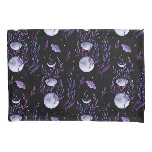 Moon and Purple Moth Pillowcase (Front)