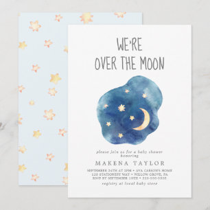 Moon and Stars Baby Boy We're Over the Moon Invitation