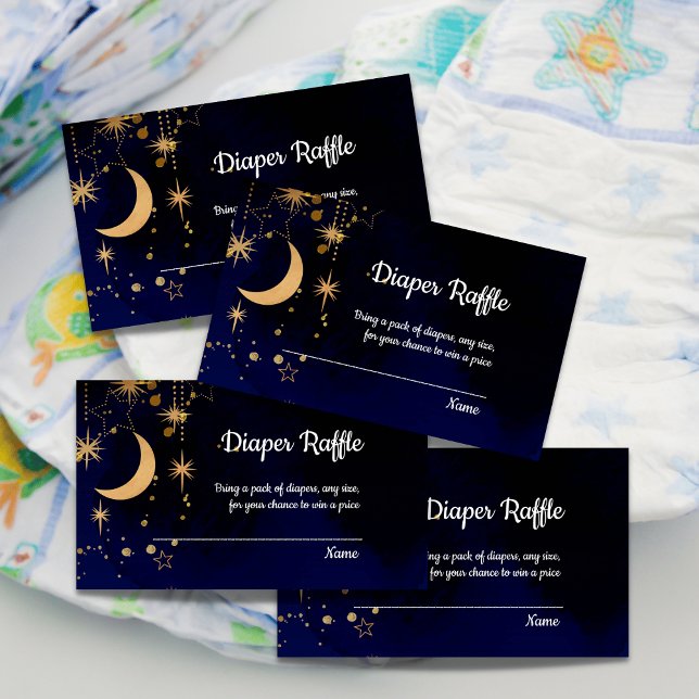 Moon And Stars Baby Shower Diaper Raffle Cards (Creator Uploaded)
