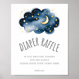 Moon and Stars Baby Shower Diaper Raffle Sign