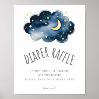 Moon and Stars Baby Shower Diaper Raffle Sign