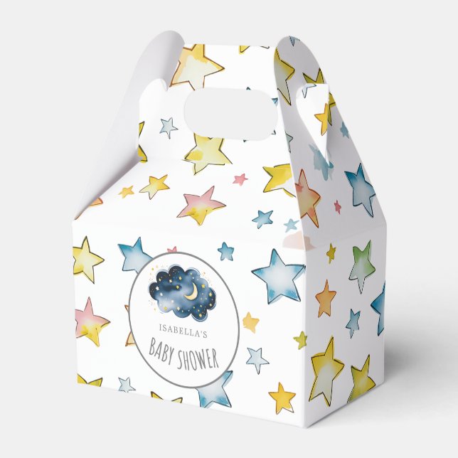 Moon and Stars Baby Shower  Favor Box (Front Side)