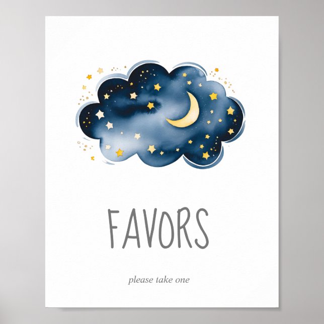 Moon and Stars Baby Shower Favours Sign (Front)