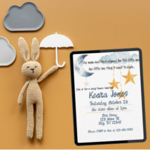 Moon and Stars baby shower Invitation
