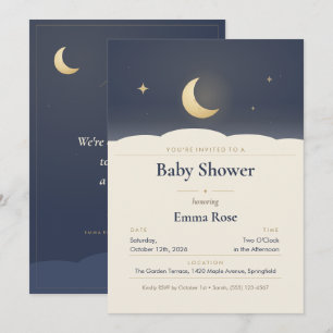Moon and Stars Baby Shower Invitation, Night Sky