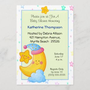 Moon and Stars Baby Shower Invitations
