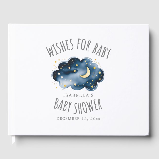 Moon and Stars Baby shower Livre d'or (Recto)