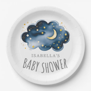 Moon and Stars Baby Shower Paper Plate