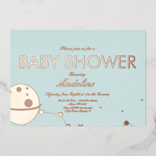 Moon and Stars Baby Shower Pressed Foil In Foil