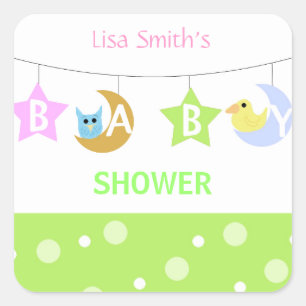Moon and Stars  Baby Shower Square Sticker