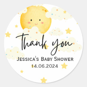 Moon and Stars Baby Shower Thank You Classic Round Sticker