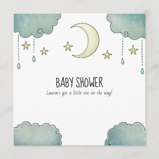 Moon and stars babyshower invitation