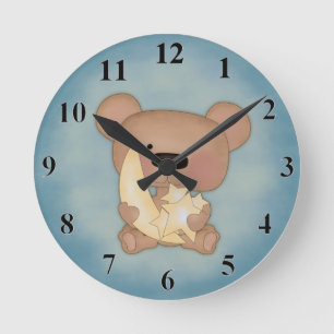 Moon And Stars Bear Wall Clock