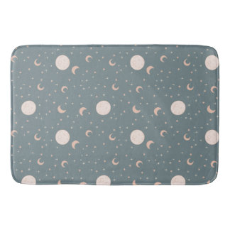 Moon and stars - blue bath mat