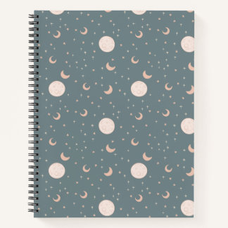 Moon and stars - blue notebook