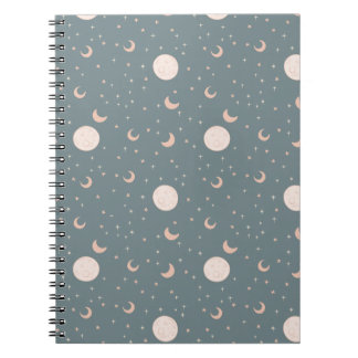 Moon and stars - blue notebook