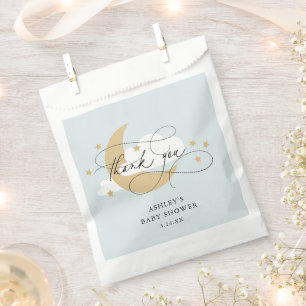 Moon and Stars Blue Script Baby Shower Thank You C Favour Bag