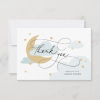 Moon and Stars Blue Script Baby Shower