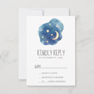 Moon and Stars Boy Baby Shower RSVP Card