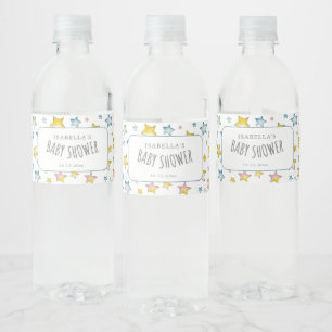 Moon and Stars Boy Baby Shower Water Bottle Label