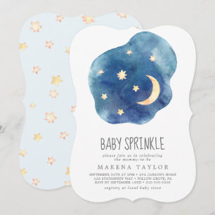 Moon and Stars Boy Baby Sprinkle Invitation