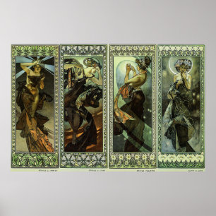 Moon and Stars by Alphonse Mucha Poster