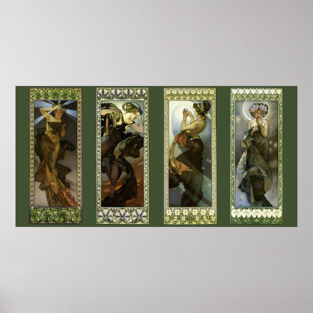 Moon and Stars by Alphonse Mucha Poster (Front)