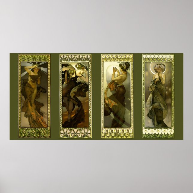 Moon and Stars by Alphonse Mucha Poster (Devant)