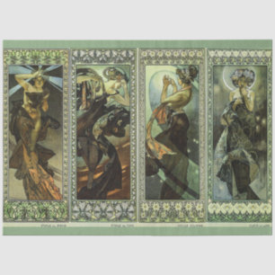 Moon and Stars by Alphonse Mucha Tissue Paper