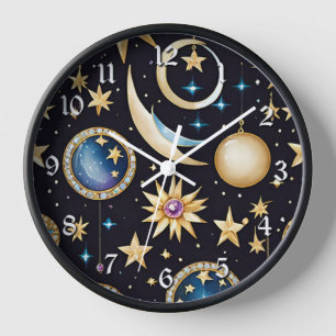 Moon And Stars Celestial Clock