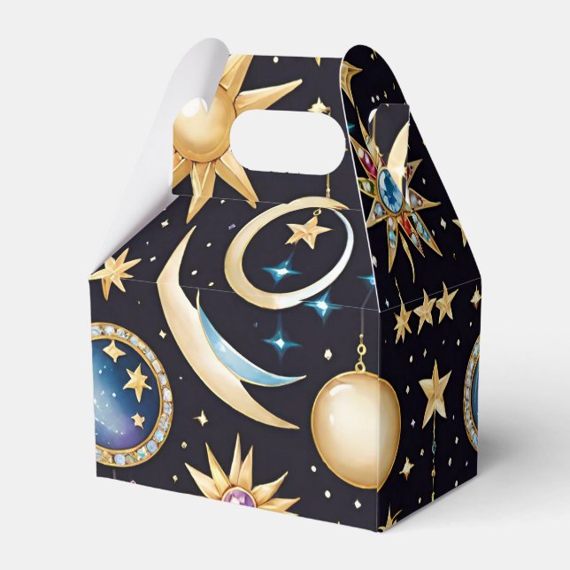 Moon And Stars Celestial Gable Favor Box (Back Side)