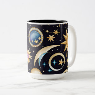 Moon And Stars Celestial   Two-Tone Coffee Mug
