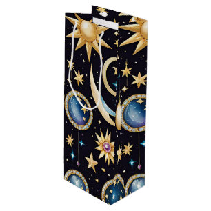 Moon And Stars Celestial   Wine Gift Bag