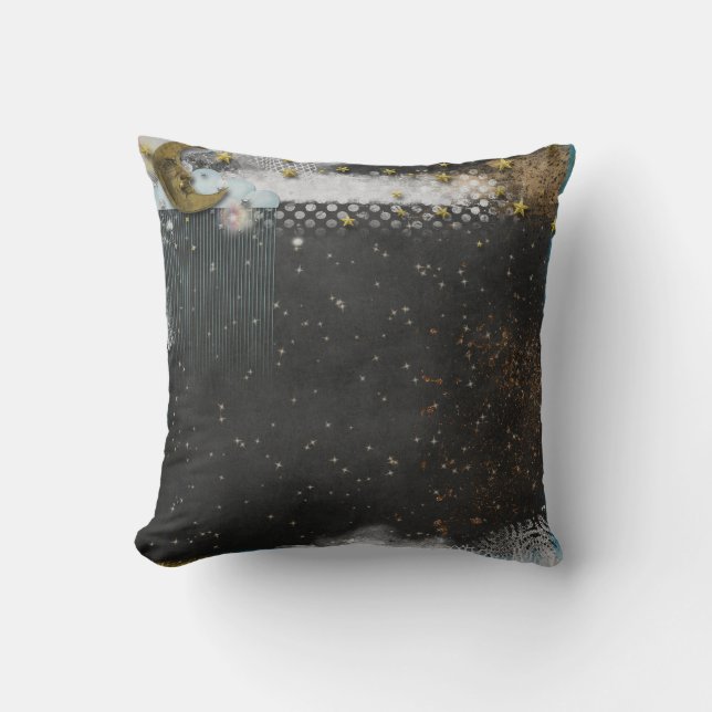 Moon and Stars Custom Throw Pillow (Front)