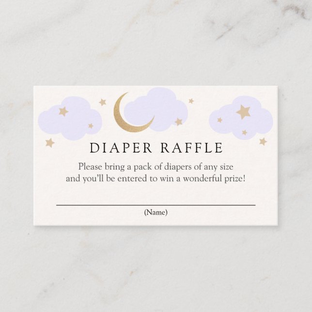 Moon and Stars Diaper Raffle insert card (Front)