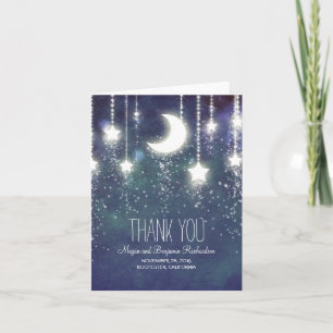 Moon and Stars Enchanted Navy Wedding Thank You