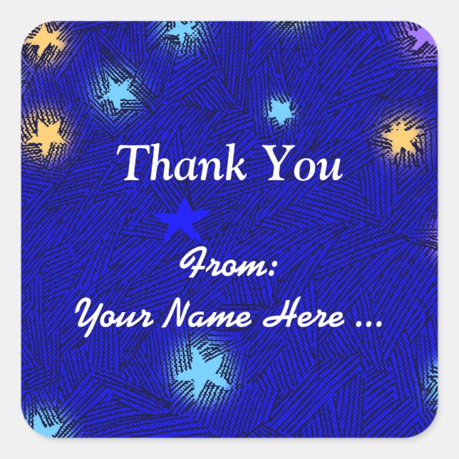 Moon and Stars Etching Custom Thank You Sticker (Front)