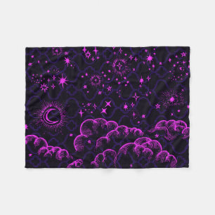"Moon and Stars" Fleece Blanket (PK/BLK/PUR)