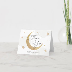 Moon and Stars Gray Clouds Baby Shower Thank You