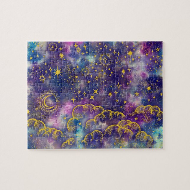 "Moon and Stars" Jigsaw Puzzle Game (Gold-Etc) (Horizontal)