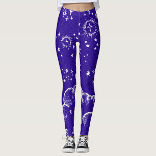 "Moon and Stars" Leggings Tights (WH/BLU/PUR)