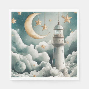 Moon and Stars Lighthouse Paper Party Napkins