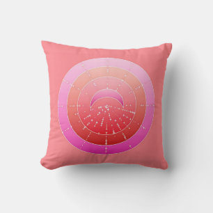 Moon and Stars Mandala - Coral Pink and Orchid Throw Pillow